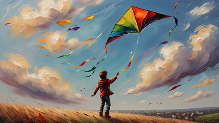 Kite flying in the sky, Generative AI