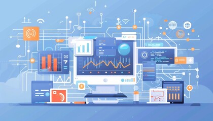 A computer screen with a lot of different icons and a laptop by AI generated image