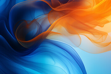 Modern Abstract Blue Background with Swirling Orange Smoke