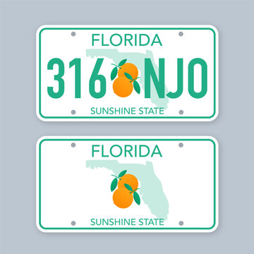 License plate of Florida. Car number plate. Vector stock illustration