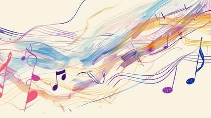 Naklejka premium Continuous music line art note vector sketch illustration. Abstract music notes song sound concept background outline icon art one sheet. Vector illustration sketch element.