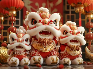 Three cute little lions