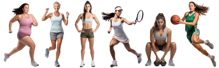 Diverse women exercising full body set