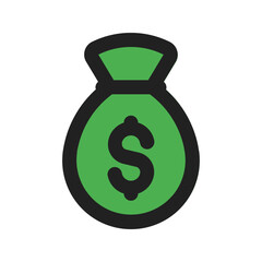 money bag line color icon