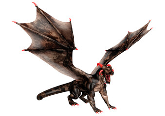 3D Rendering Fairy Tale Dragon on White