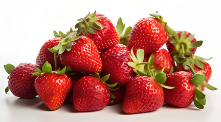 Vibrant red strawberries on white background