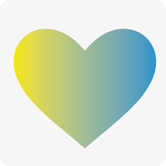 gradient heart, yellow-blue heart, white background
