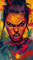 Illustration of a woman with an angry expression on her face