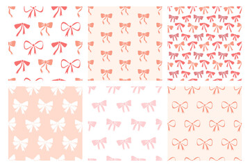 Gift Bows Seamless Pattern. Ribbons Vintage Set