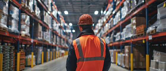 Manager conducting a safety briefing with warehouse staff
