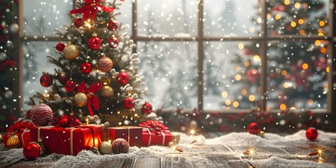 Christmas Tree with Presents by the Window