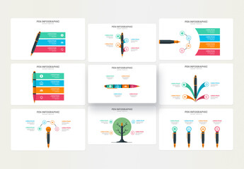 Colorful Pen Infographic Design Template