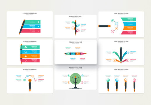 Colorful Pen Infographic Design Template