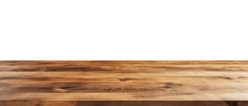 Wooden Table for Product Placement Rustic and Versatile Display Surface cut out transparent isolated on white background PNG file