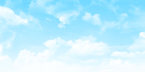 Blue sky with beautiful natural white clouds. The summer heaven is colorful clearing day Good weather and beautiful nature in the morning.