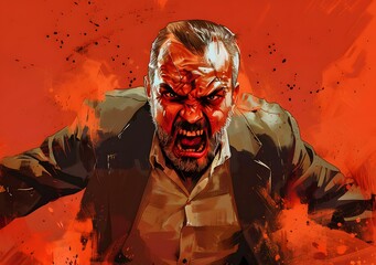 Angry Man Portrait Illustration