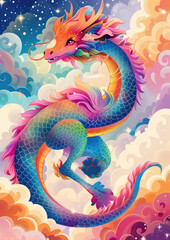 Obraz premium Adorable Cartoon Dragon with Big Eyes