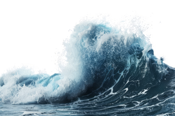 Dynamic water wave isolated on transparent background