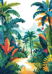 Vibrant Jungle Landscape with Lush Foliage
