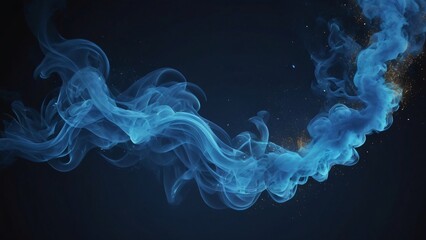 Blue Smoke with glitter particles abstract background Ai generated.