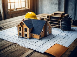 Construction results on the Blue print of house plan | Real-estate concept 