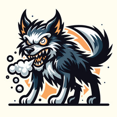 cartoon character of a rabid dog animal with rabies disease