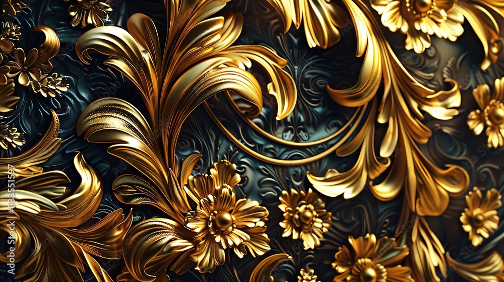 Poster russian gold pattern wallpaper