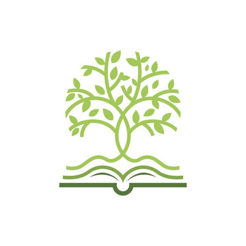Book tree logo design vector template