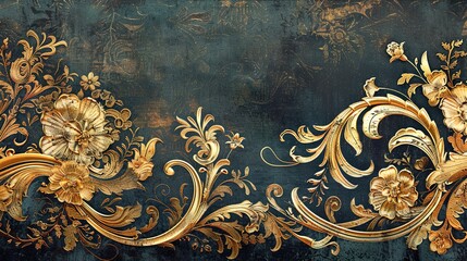 Russian gold pattern wallpaper