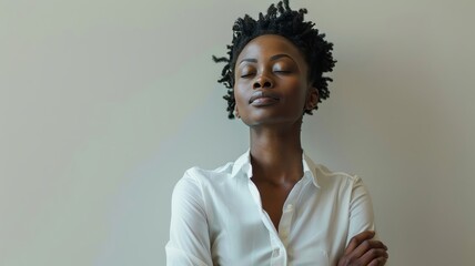 Fototapeta premium Woman in White Shirt Meditating