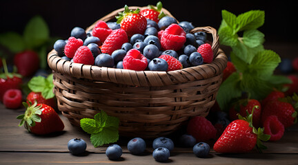 Garden-fresh berries in a basket.