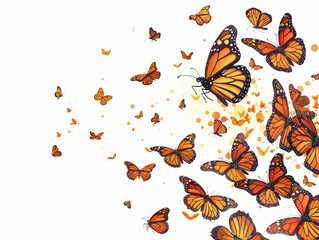 Beautiful monarch butterfly background and Colorful flying butterflies illustration