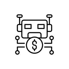 Finance bot outline icons, minimalist vector illustration ,simple transparent graphic element .Isolated on white background