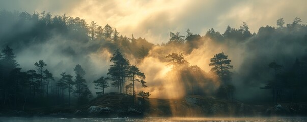 Longest shot sony 30mm+ of Dense Forest at Dawn - Mist covering the forest with sunlight breaking through.