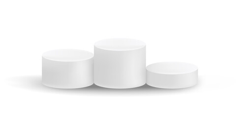 Realistic 3D White Winners Podium. Champions Pedestals Isolated. Background. Vector illustration.