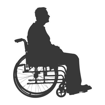 recommend clip art: silhouette man in a wheelchair full body black color only