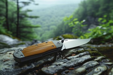 Folding knife, expensive materials, elegant modern design