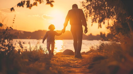 Fototapeta premium Father's Day celebrations by doing homemade crafts, sharing funny memes, sending happy Father’s Day messages, images, or simply offering some gifts to dad, Photo Stock
