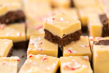 Homemade candy cane fudge