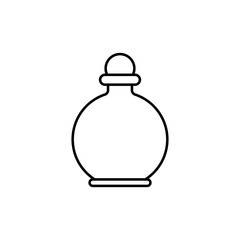 Vintage perfume bottle. Vector icon in outline and line art style. Isolated illustration on white background.