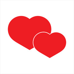 Two connected hearts icon. Love symbol. Red heart. isolated on white background. vector illustration. EPS 10/AI