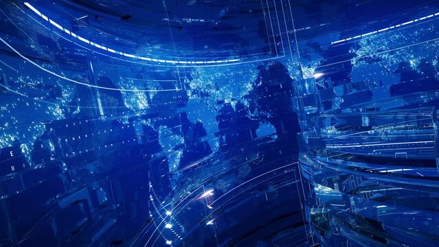 Digital world map looped background