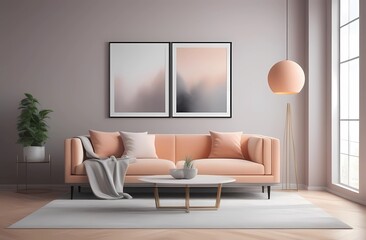 Peach living room color trend 2014 peach living room color. Gray walls and pictures on them , peachy beige pastel color furniture. Modern room design home interior design. Living in a comfortable envi