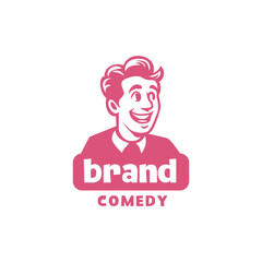 Happy Laughing Man Suitable For Stand Up Comedy Logo Design