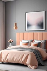 Trend 2014 for peach color bedroom bedroom color. Gray walls , peachy beige pastel color furniture, sweat. Modern room design room interior design home interior. Living in a comfortable environment.
