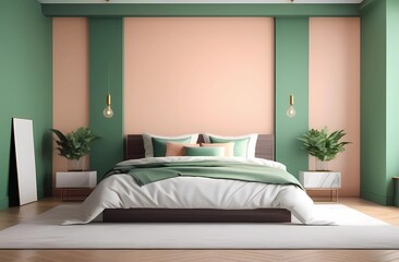 Peach bedroom color trend 2014 peach bedroom color. Green interior , peachy beige pastel color walls, furniture, bedding. Modern room design room interior design home interior. Living in a comfortable
