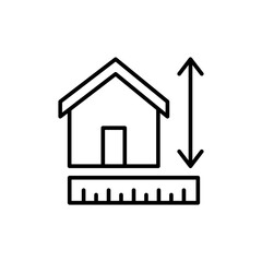 House measure outline icons, minimalist vector illustration ,simple transparent graphic element .Isolated on white background