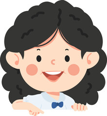 Happy Student girl directing finger down