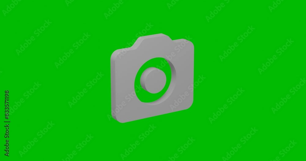 Poster animation of rotation of a white photo camera symbol with shadow. simple and complex rotation. seaml