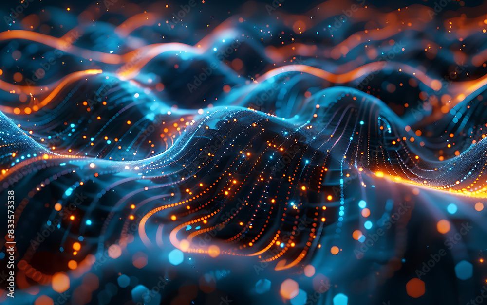 Fototapete close-up of cyber brain with glowing pathways, representing ai and quantum computing advancements